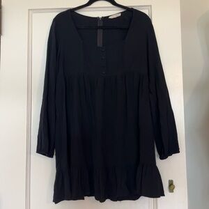 L.A. Hearts Long-Sleeved Black Babydoll Dress with Buttons